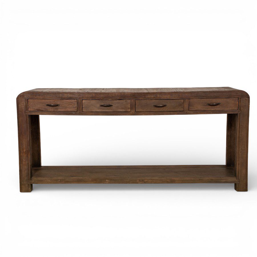 PRATIK - CONSOLE BLEACH WOOD ROUND CORNER 198X47XH89