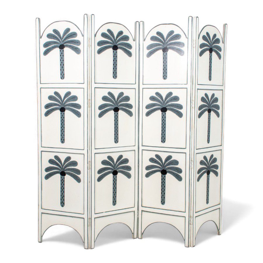 DEHRADUN - SCREEN WOOD PALMS 4 PANELS WHITE 180XH185