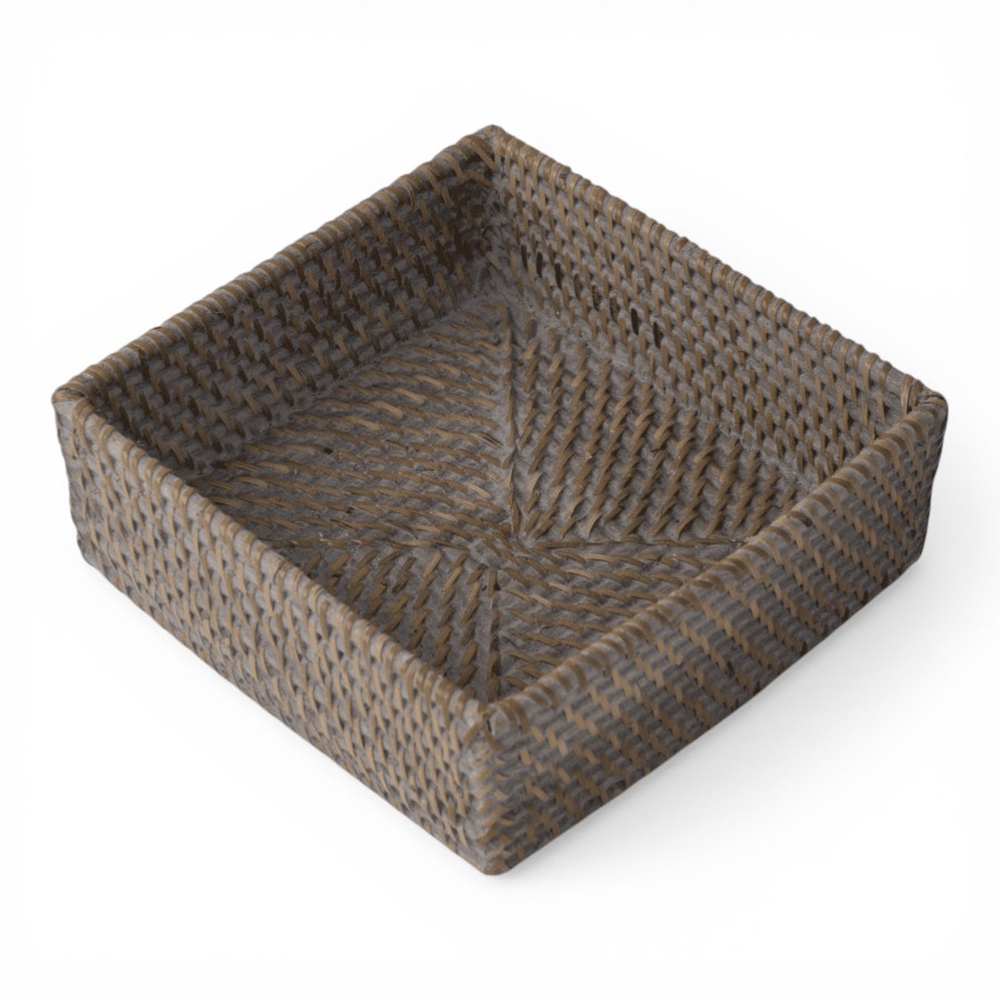 LIKOUALA - TRAY RATTAN GREY SMALL RATTAN SQUARE 20 X 20 CM