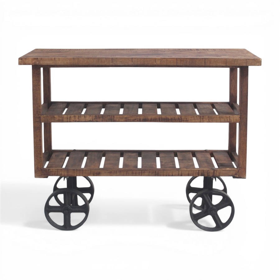 BELIEVE IN ME - TROLLEY BAR WOOD AND IRON 123 X 43 X H 100 CM