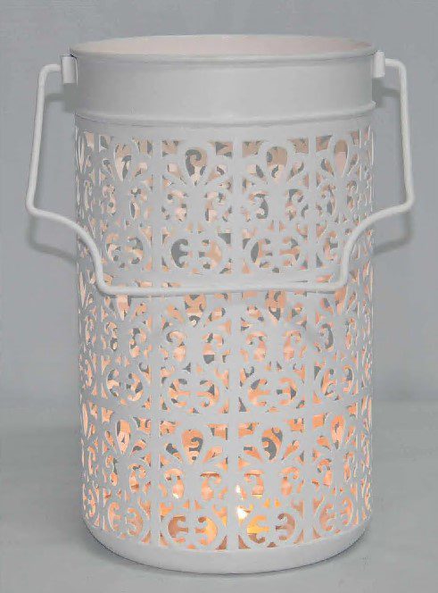 THEVARA - CANDLE HOLDER CUTWORK METAL WHITE 20 X 24 X 33 CM