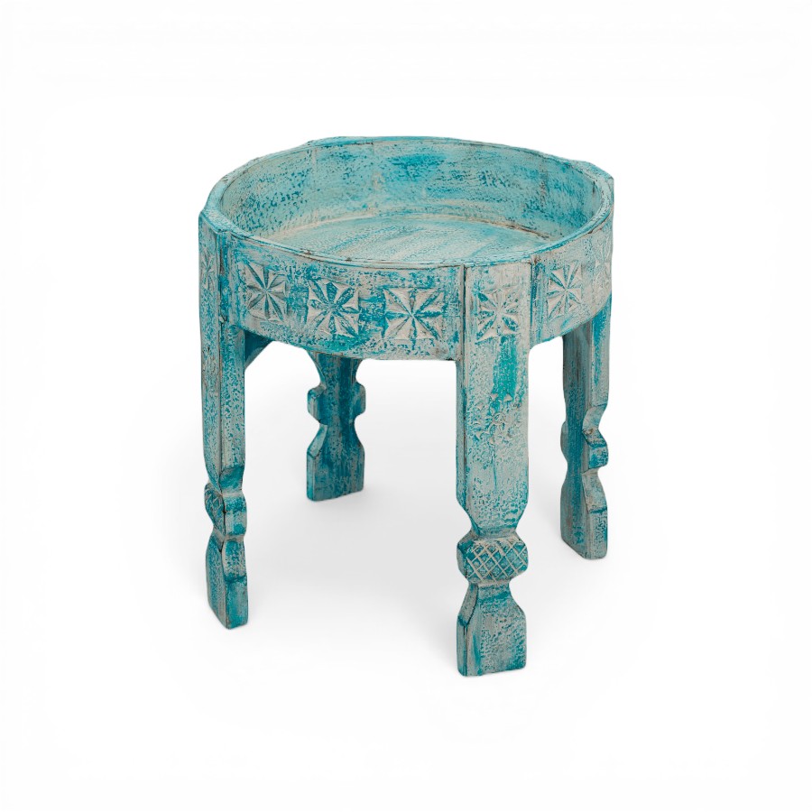 PERLA - SIDE TABLE WOOD BLUE D 45 X H 46 CM