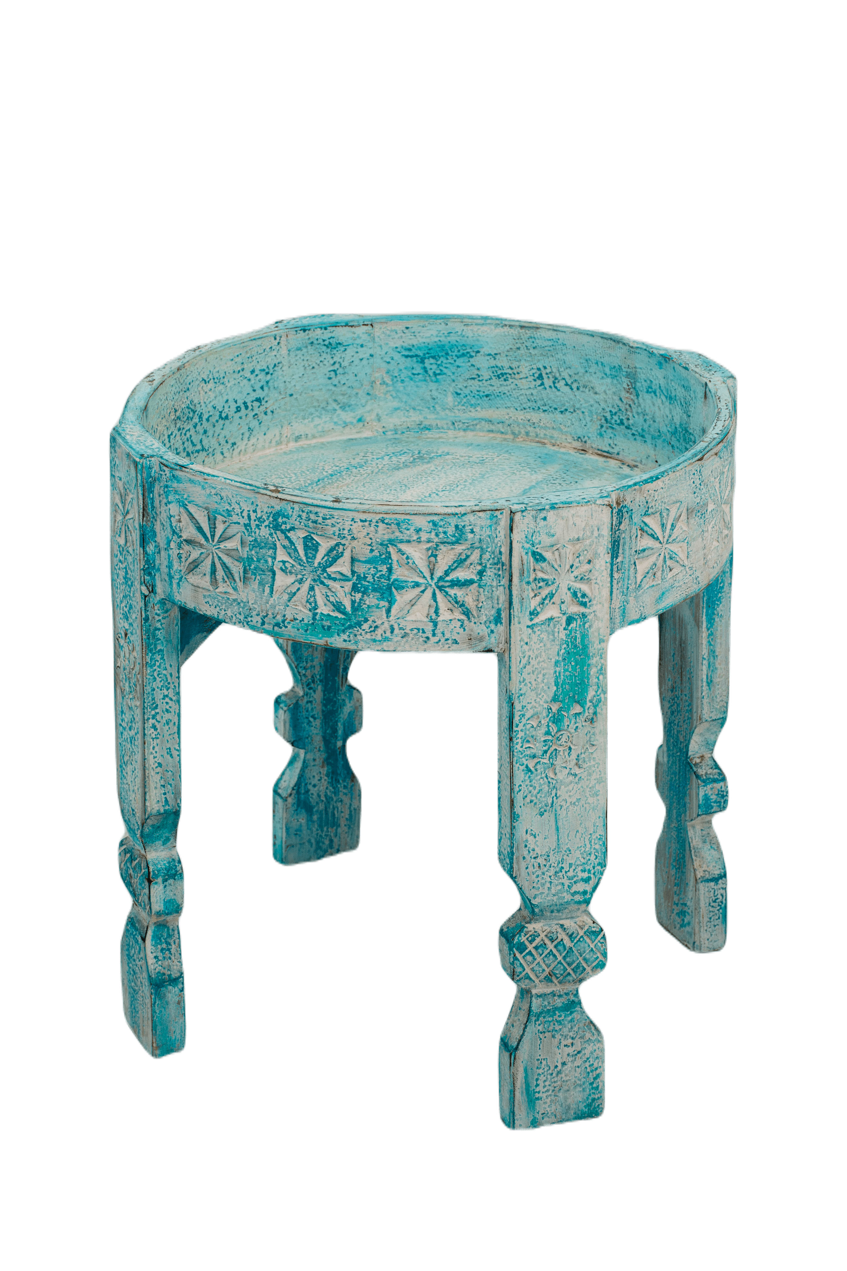 PERLA - SIDE TABLE WOOD BLUE D 45 X H 46 CM