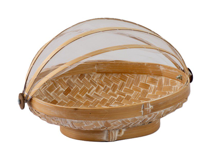 BASKET OVAL WITH NET COVER RATTAN WHITE SMALL 23