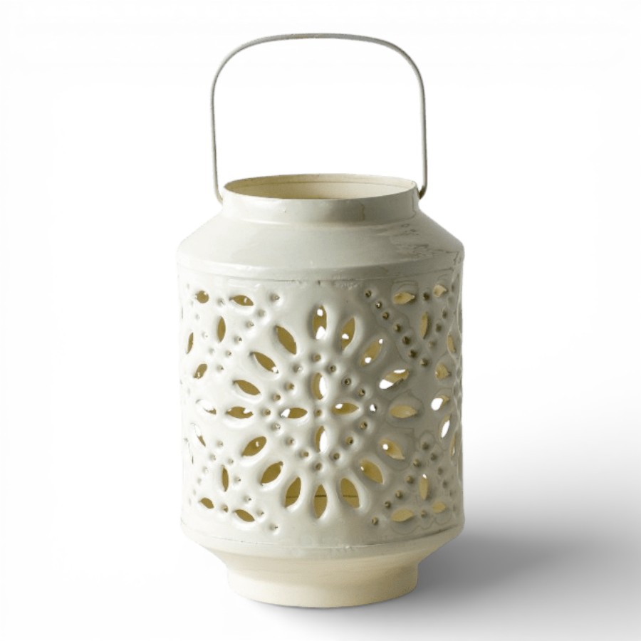 MALDA - LANTERN IRON WITH HANDLE CREAM 15X23