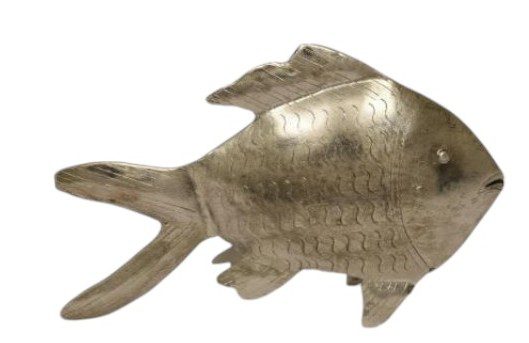 FALGU  - FISH DECO METAL NICKEL ANTIQUE MEDIUM  22XH14