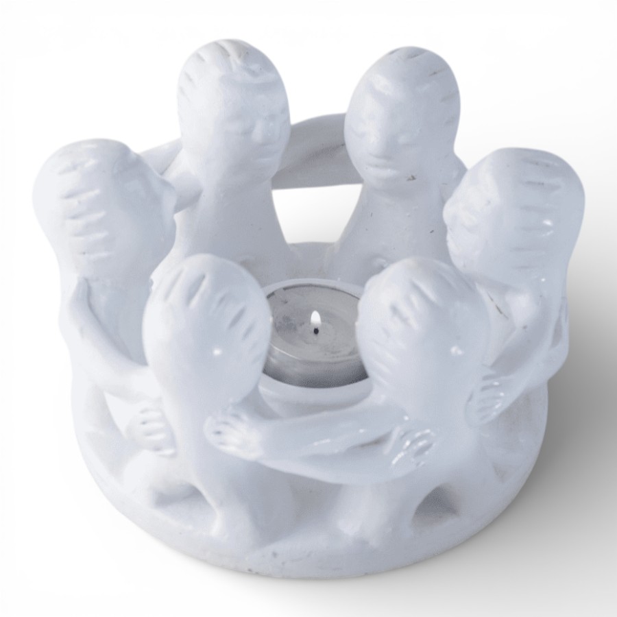 MANI - CANDLE HOLDER 6 PERSONS TERRACOTA WHITE D18H13
