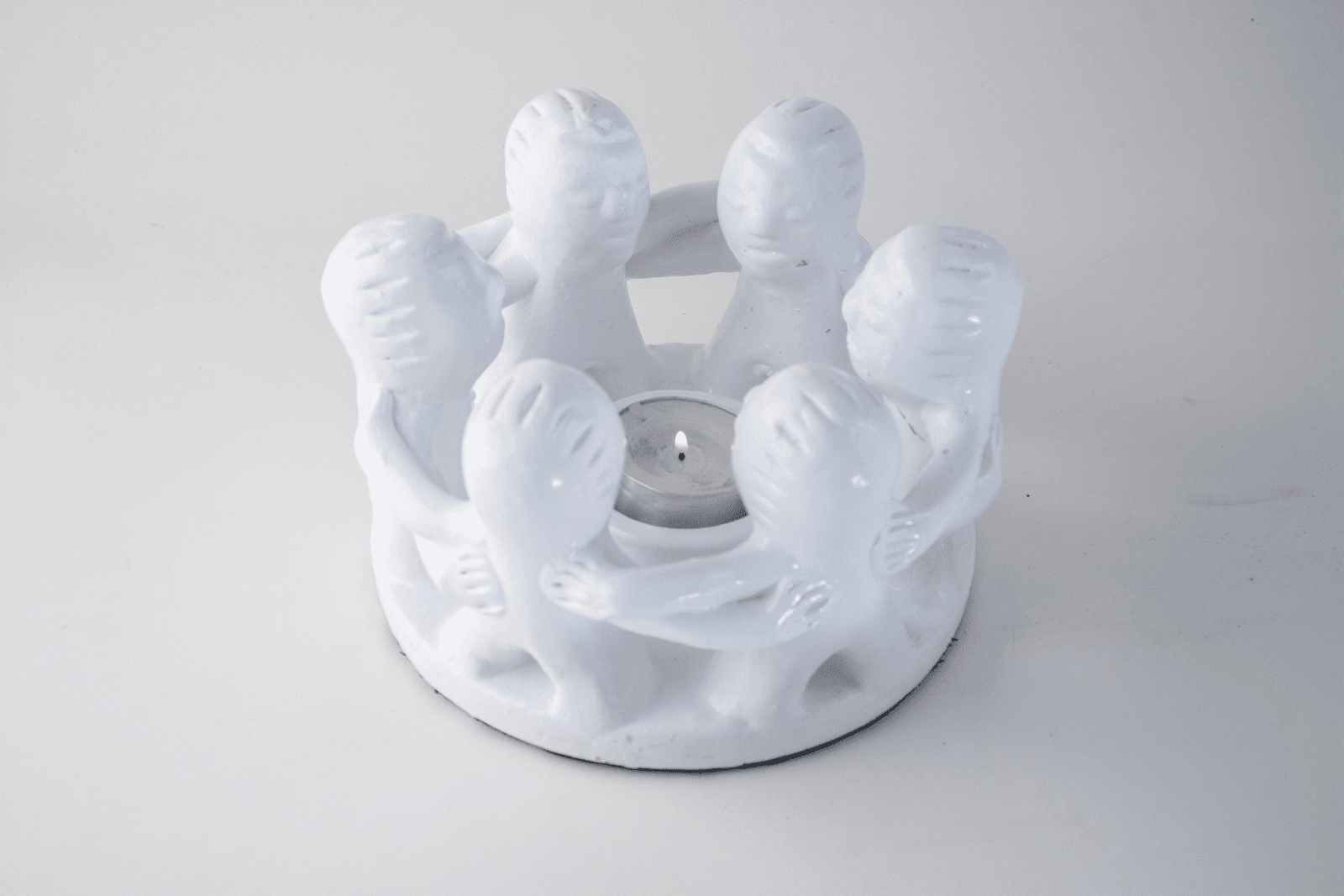 MANI - CANDLE HOLDER 6 PERSONS TERRACOTA WHITE D18H13