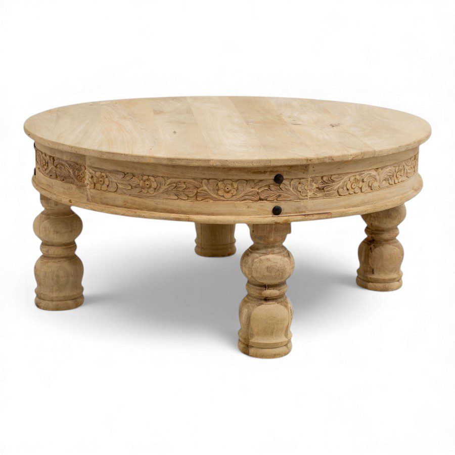 GODHRA - COFFEE TABLE ROUND WOOD BLEACH D100 H45