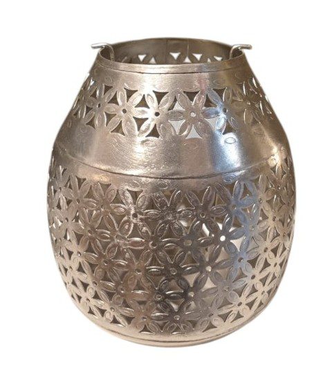 LALOR  - CANDLE HOLDER METAL  NICKEL ANTIQUE SILVER BIG D16XH19