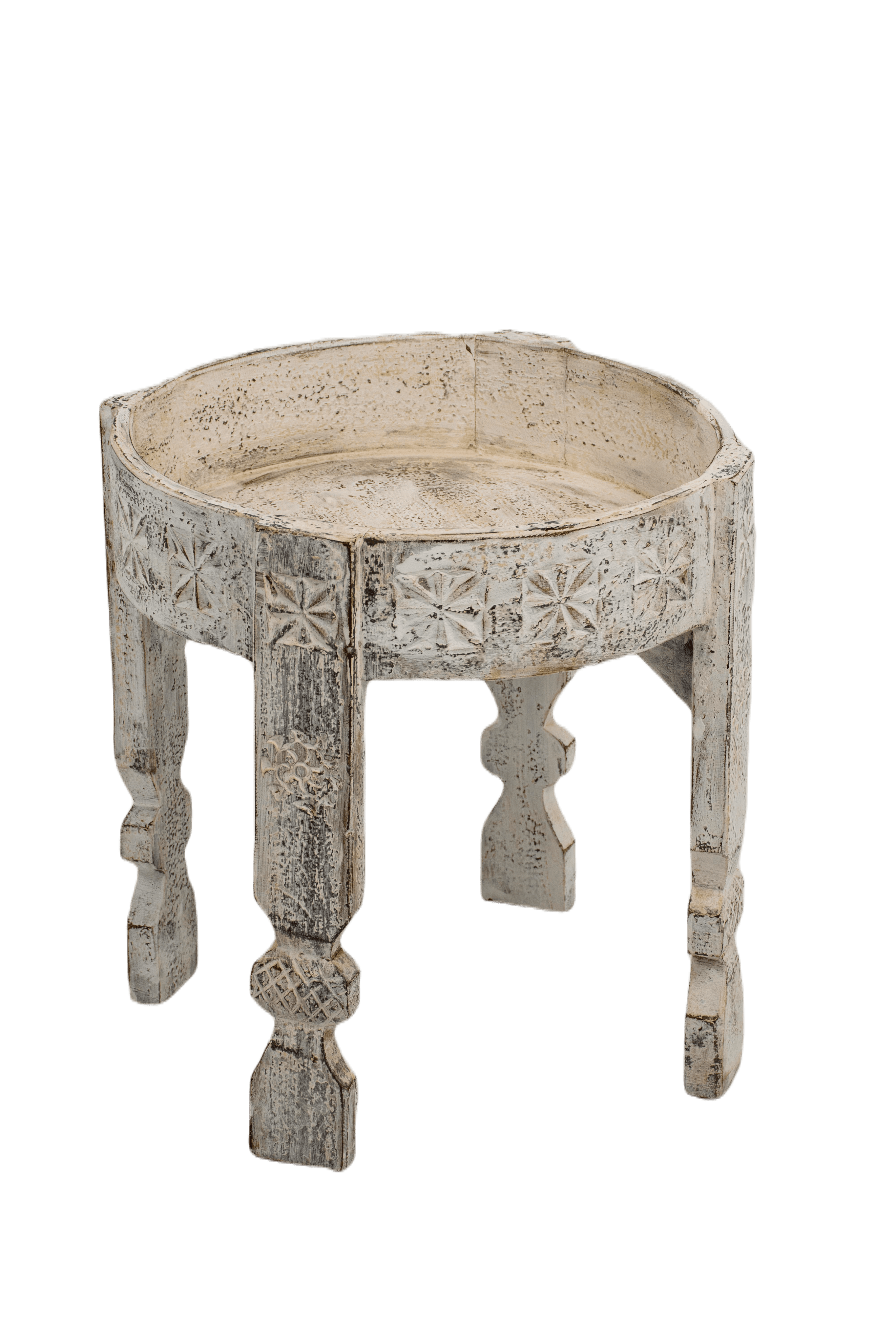 PERLA - SIDE TABLE WOOD GREY WHITE D 45 X H 46 CM