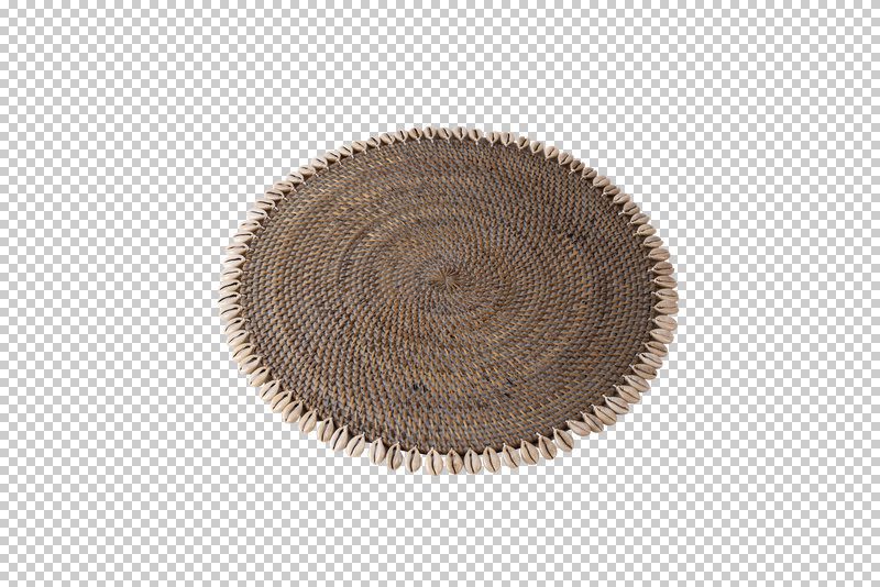 DINO - PLACEMAT RATTAN GREY WITH SHELL D 40 CM