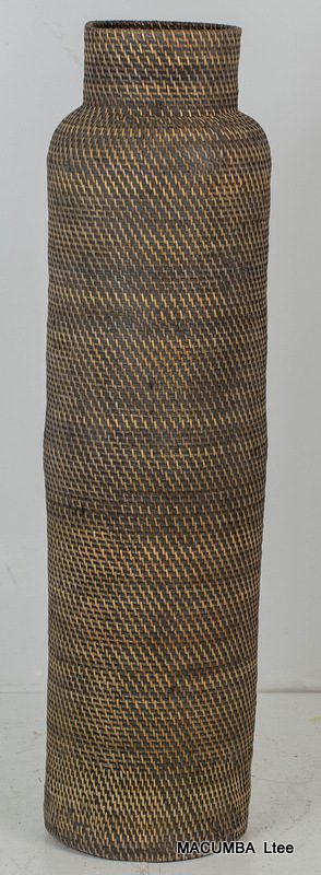 HISHAMUDI - VASE RATTAN GREY LARGE H100 X 25