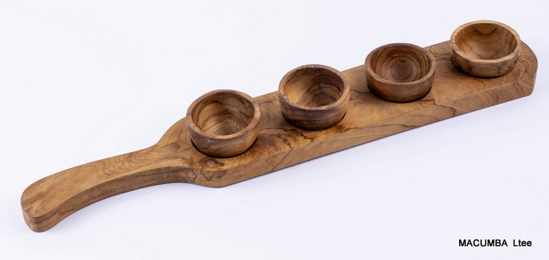 TRAY CONDIMENT 4 SERVER TEAK 43