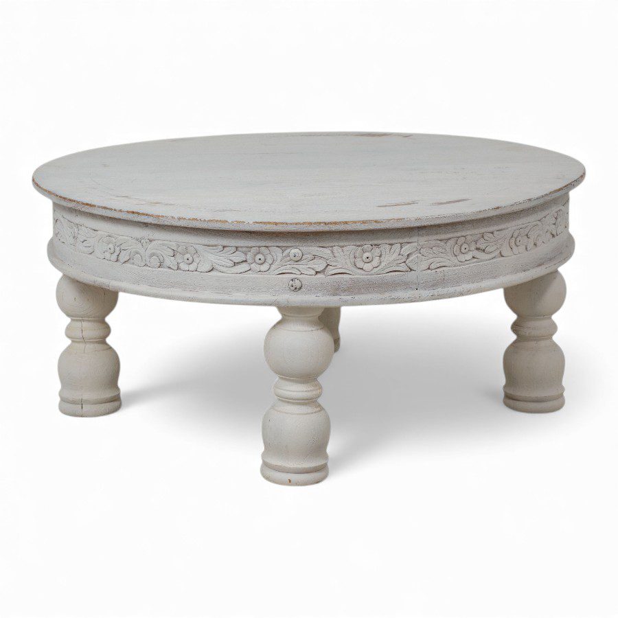 MEHSANA - COFFEE TABLE ROUND WOOD WHITE D100H45