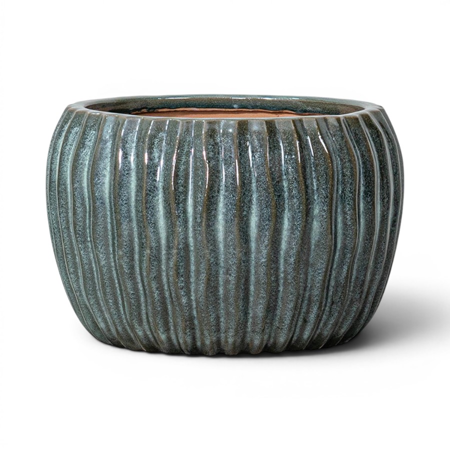 PLANTER BARREL CACTUS MOSS GREEN  MEDIUM D27 H18