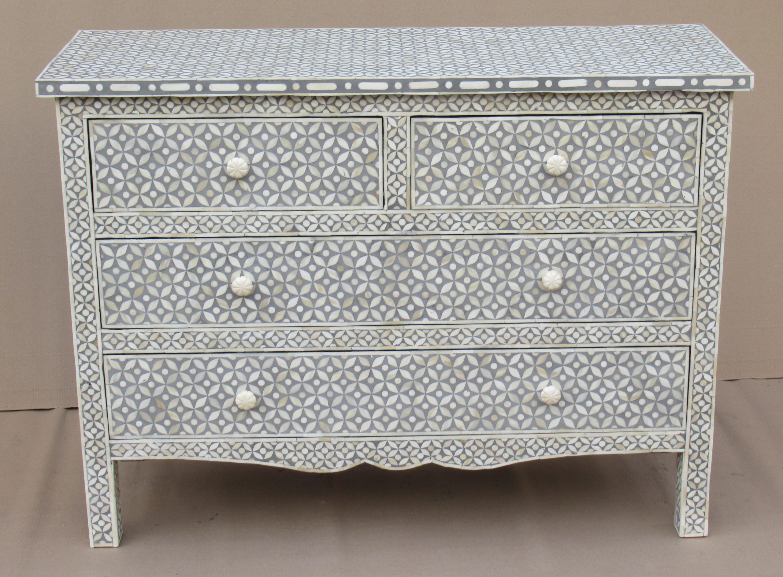 AYA - SIDEBOARD WOOD INLAY FITTED WITH 4 DRAWERS 122 X 46 H 90 CM