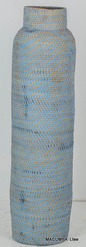 HISHAMUDI - VASE RATTAN TEAL LARGE H100 X 25