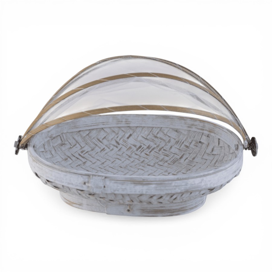 KENITRA - BASKET 2821 WITH COVER OVAL WHITE SMALL