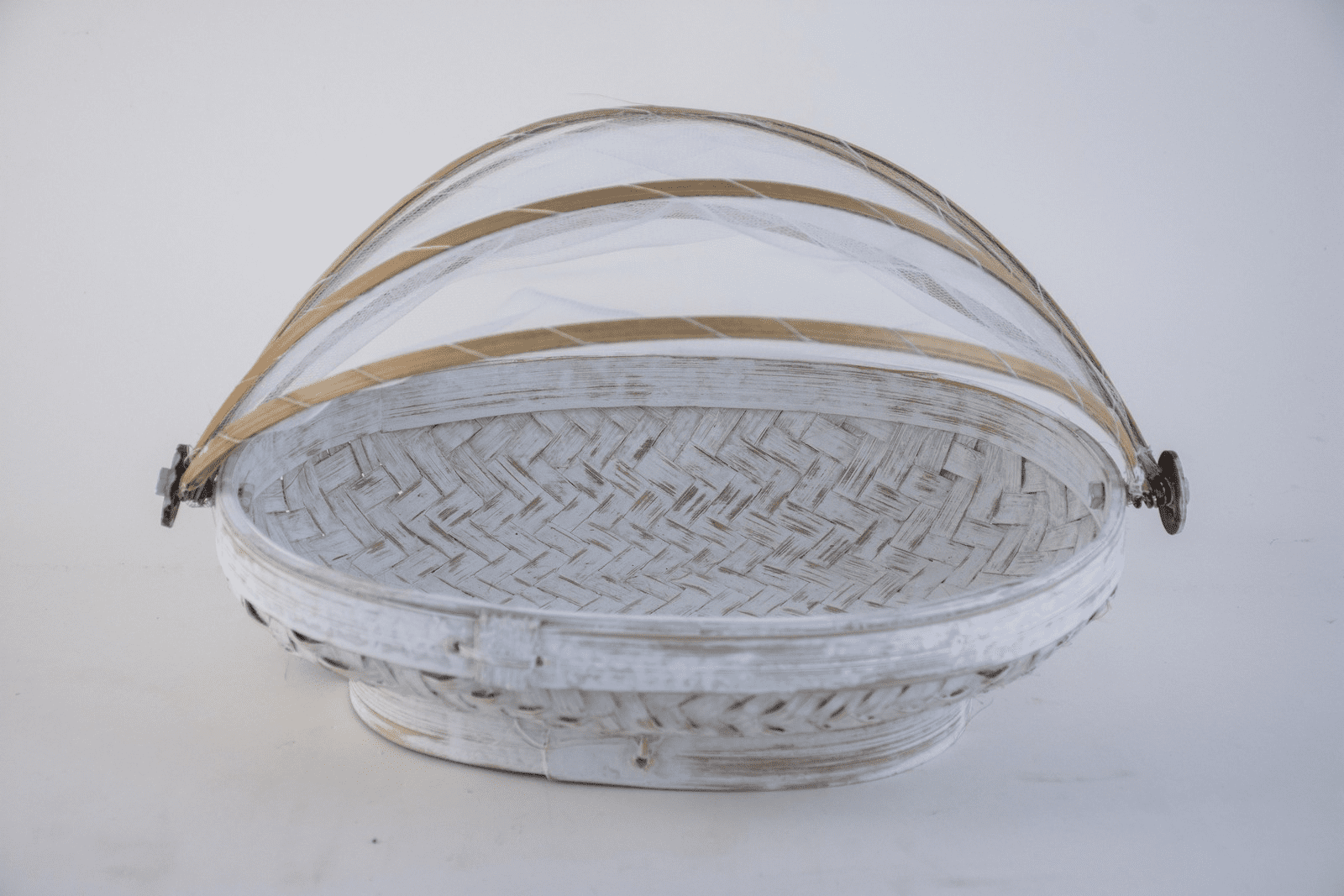 KENITRA - BASKET 2821 WITH COVER OVAL WHITE SMALL
