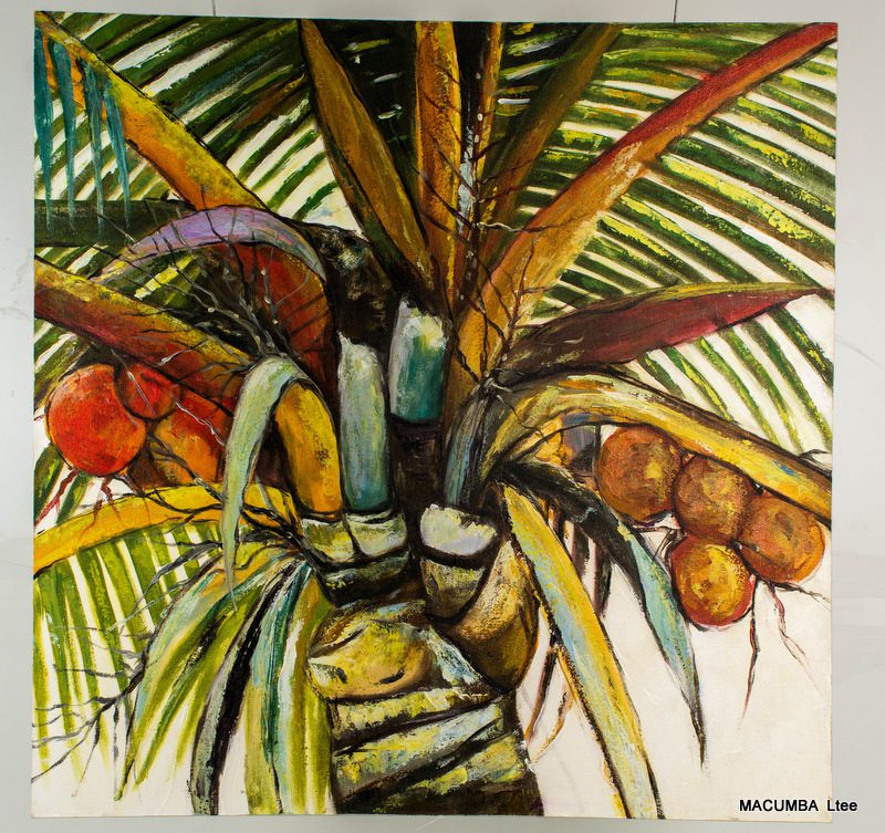 PAINTING COCONUT AND WHITE BACKGROUND 100 X 100
