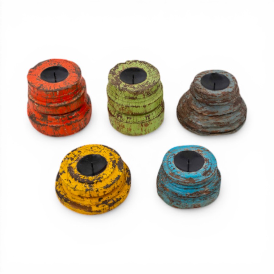 KASBAH CANDLE HOLDER HEAVY WOOD 25D X 15H CM