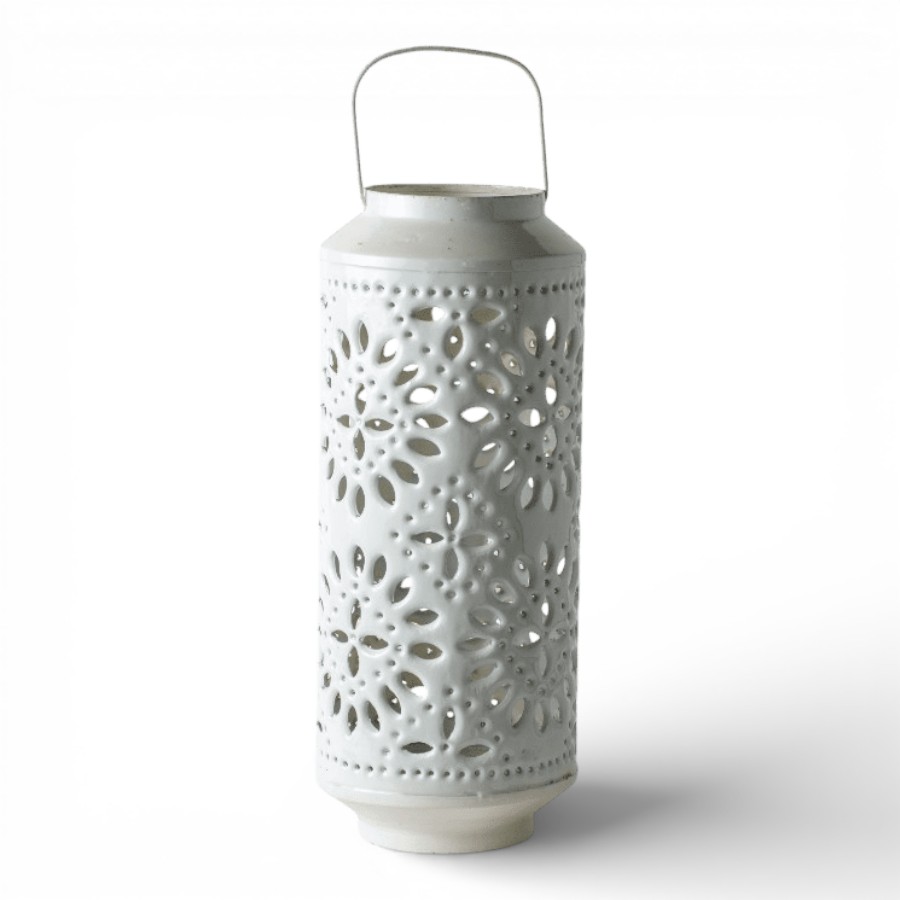 NABADI - LANTERN IRON WITH HANDLE CREAM 15X37