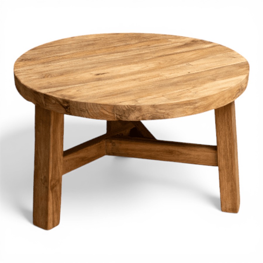 METOCHI - COFFEE TABLE NESTING SHORT RUSTIC RECYCLE TEAK D60H36