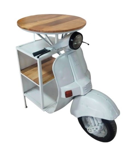VESPA  - BAR TABLE SCOOTER VESPA WHITE WITH 2 SHELVES 110X66XH110