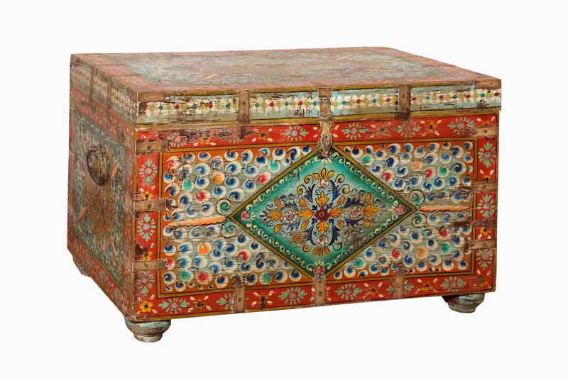 BATIBO - TRUNK WOOD HAND PAINTED 97 X 60 X H 66 CM