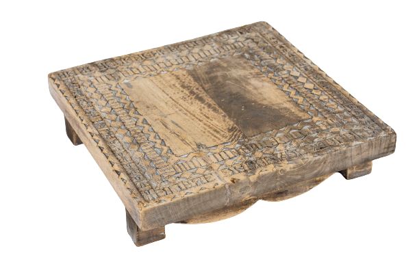 ALI BABA - TRAY WOOD SQUARE 28L X 28W X 7H CM