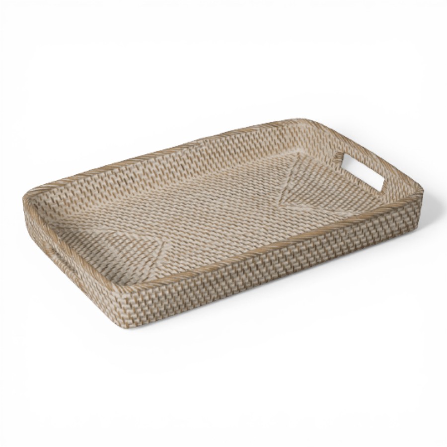 CHIDI - TRAY RATTAN RECTANGULAR WHITEWASH MEDIUM 58 X 37