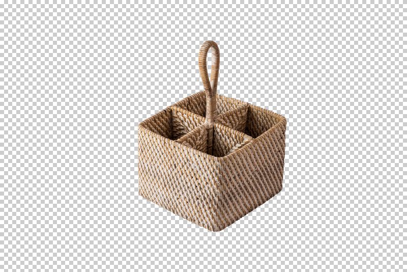 CUTTLERY HOLDER SQUARE WHITE RATTAN 18X18XH12