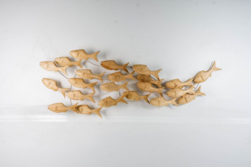 VERESA - WALL DECO FISH FLOATING WOOD NATURAL 120 CM