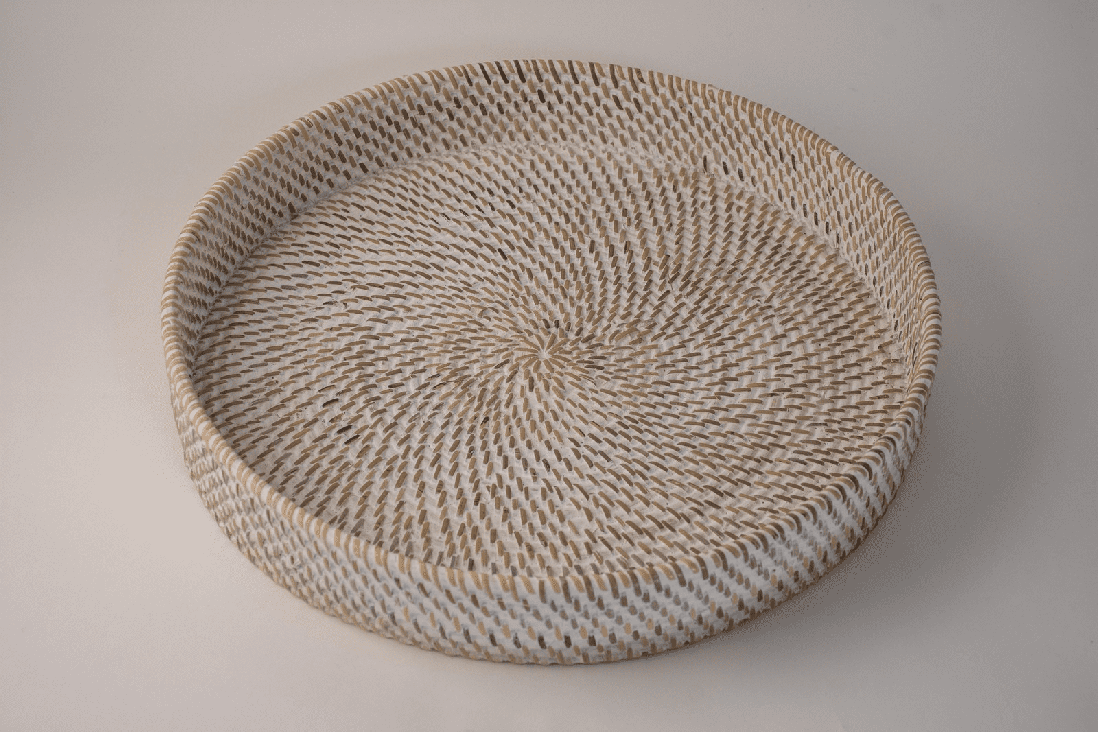 CAMEIA - TRAY RATTAN ROUND WHITE D40 SMALL