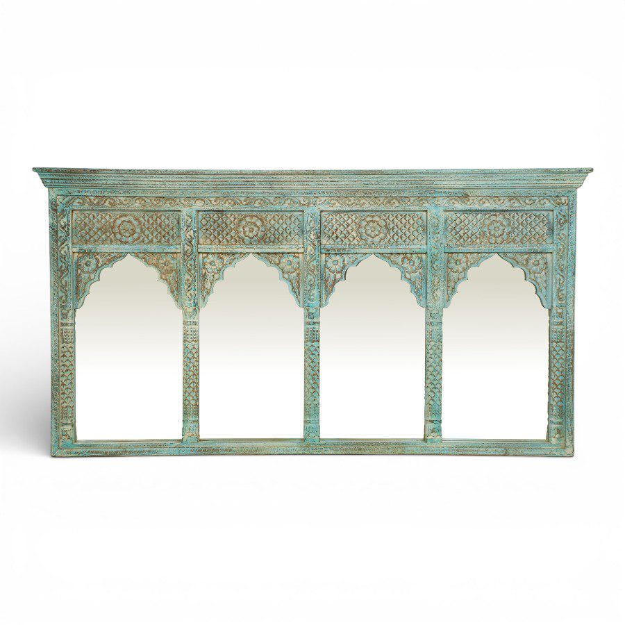 KANPUR - MIRROR FRAME X 3 WOOD BLUE 200XH106