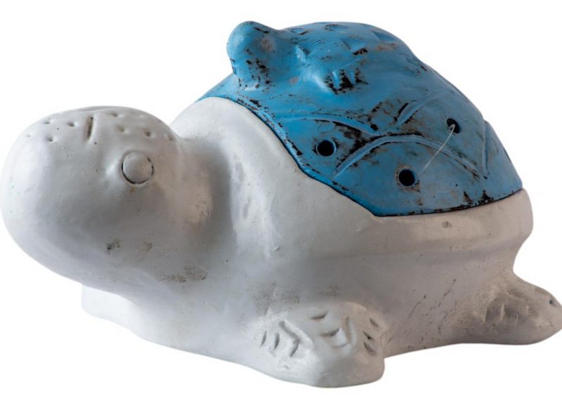 SOLEIA - MOSQUITO COIL HOLDER TERRACOTTA TURTLE WHITE BLUE  23H12