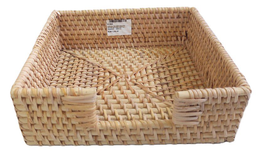 SIMONA - NAPKIN HOLDER SQUARE WHITE NATURAL RATTAN 20X20XH7
