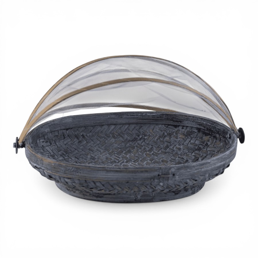 KENITRA - BASKET 3225 WITH TUTUP OVAL GREY MEDIUM