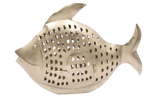 MAAL - FISH IRON SILVER WITH CUTTING DESIGN BIG 47X11XH32