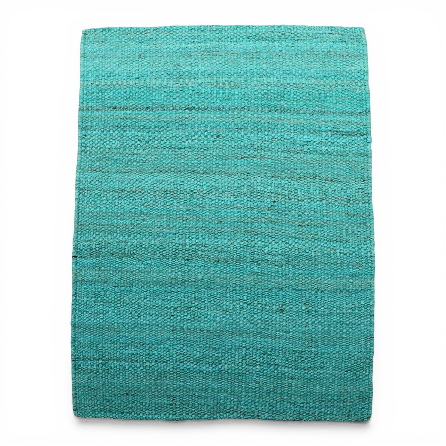 RUG JUTE PANJA WEAVE WITH FRINGES TEAL 90X60 - BORA