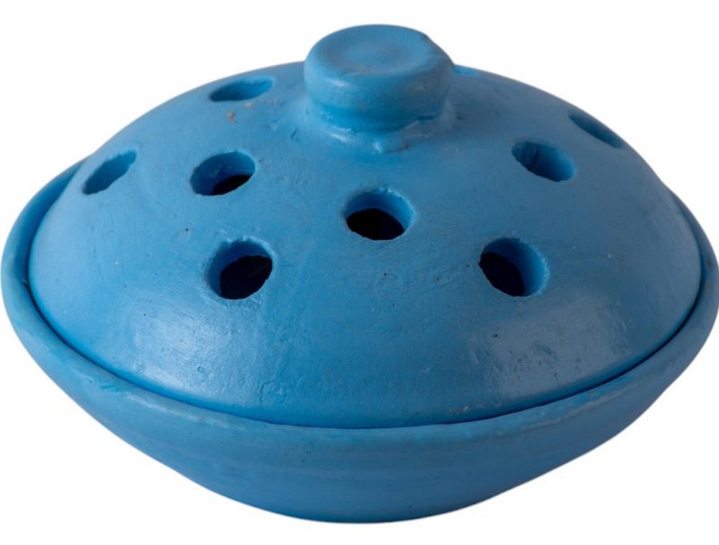 RIMA - MOSQUITO COIL TERRACOTTA ROUND HOLDER LOBANG BLUE WASH D16H10