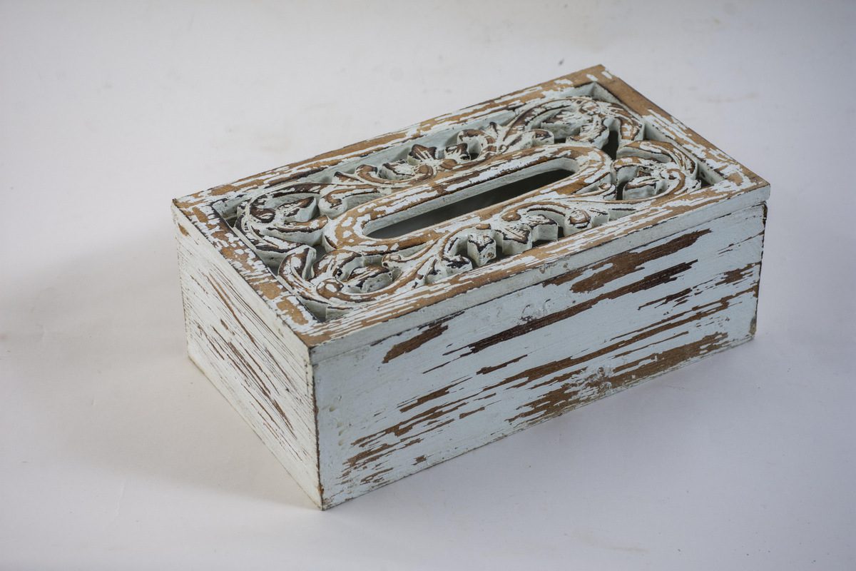 MORWENNA - TISSUE BOX WHITE WASH 24L X 14W X19H