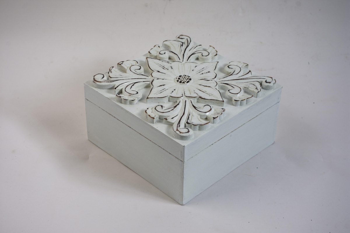 MAPUTO - BOX WOOD SMALL WHITE 20L X 20W X 10H