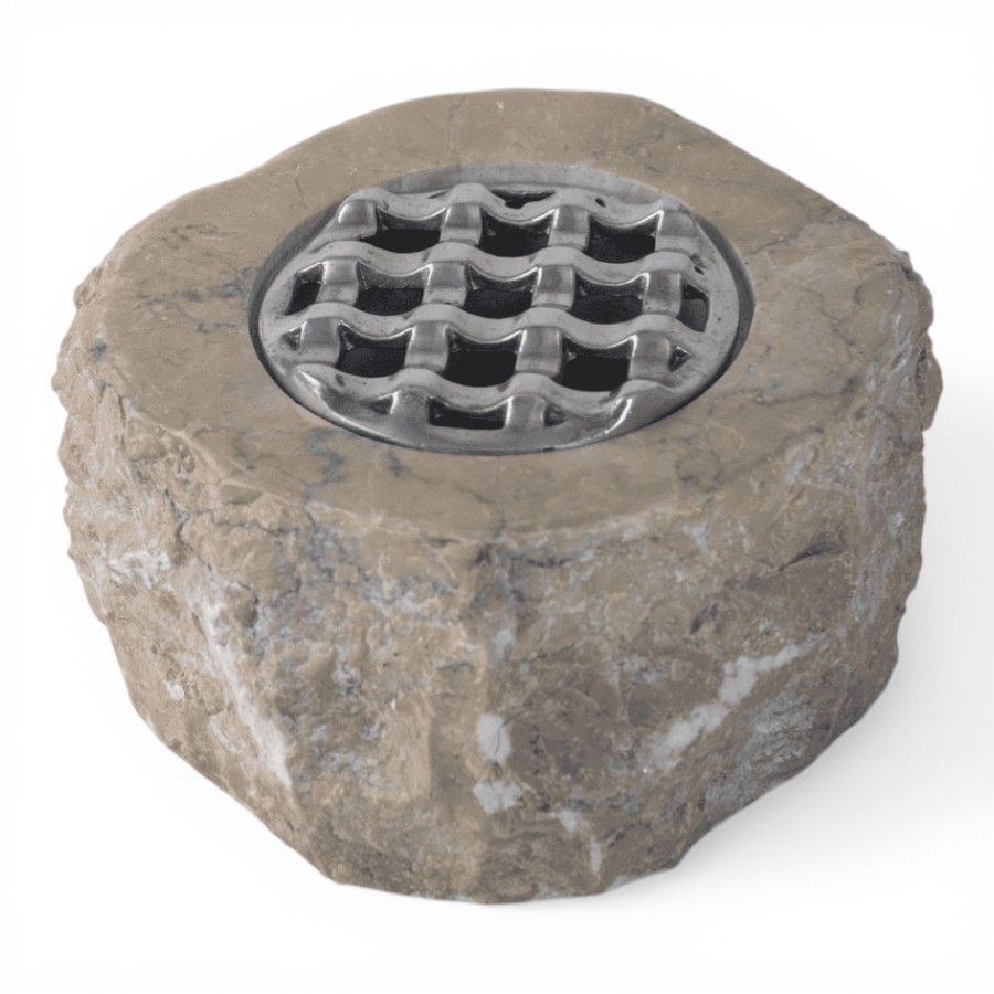 ALRUBA - ASHTRAYS WHITE STONE METAL ROUND SILVER 9 HOLES