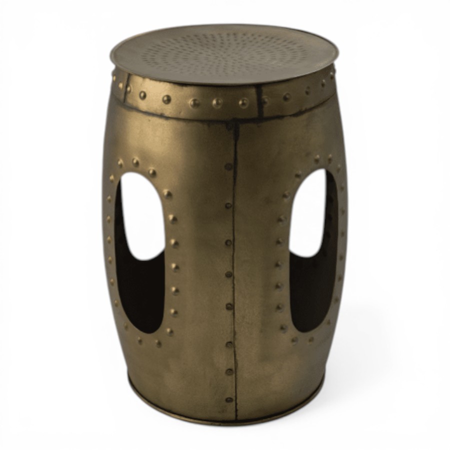 BLACKBURN - STOOL ROUND ANTIC BRASS D32 H 47