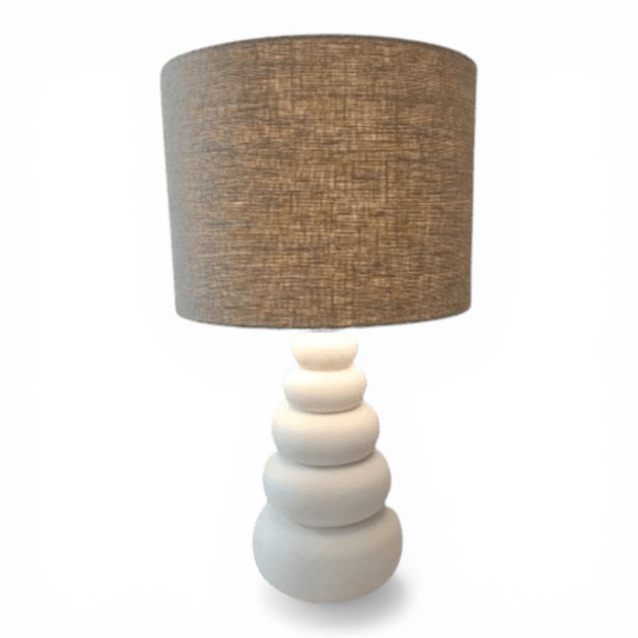 AMBO - TABLE LAMP BURNT WHITE WOOD WITH CURVES