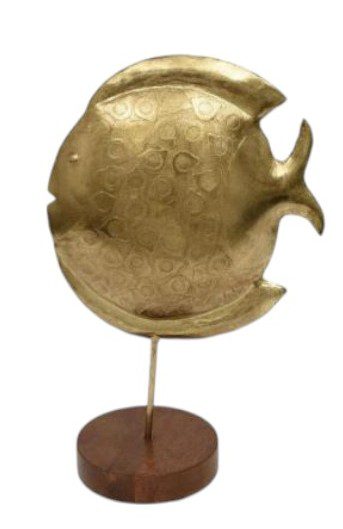FALGU  - FISH METAL ON STAND BRASS ANTIQUE GOLD BIG 24X12XH39