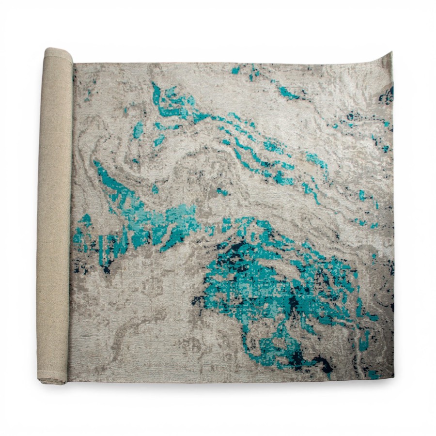 JHENAI - RUG COTTON GREY TEAL 300X400