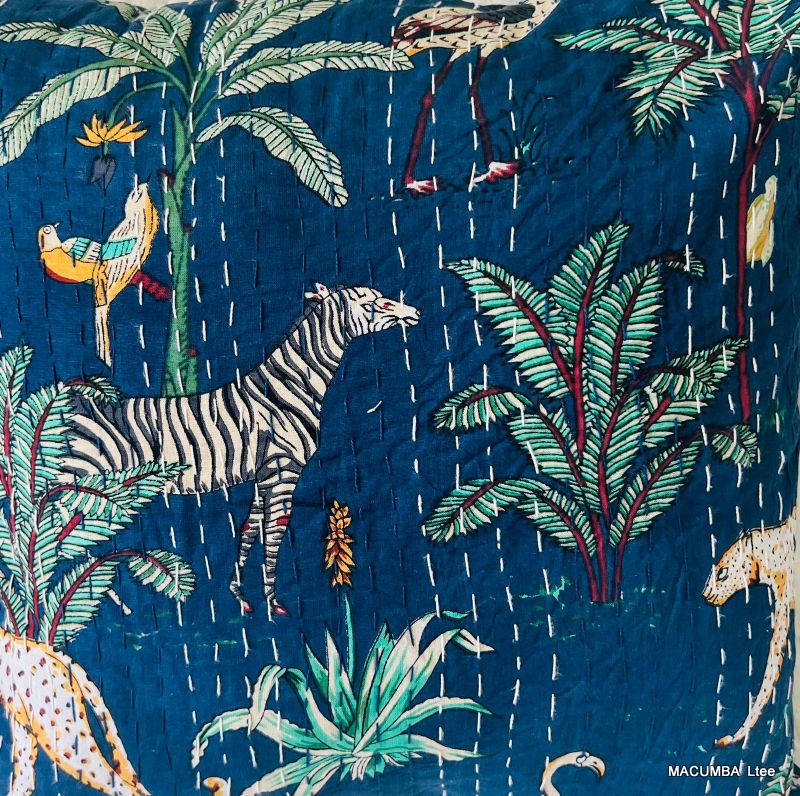 SHISHA - CUSHION COVER DARK BLUE PRINTED PANTHER 45X45